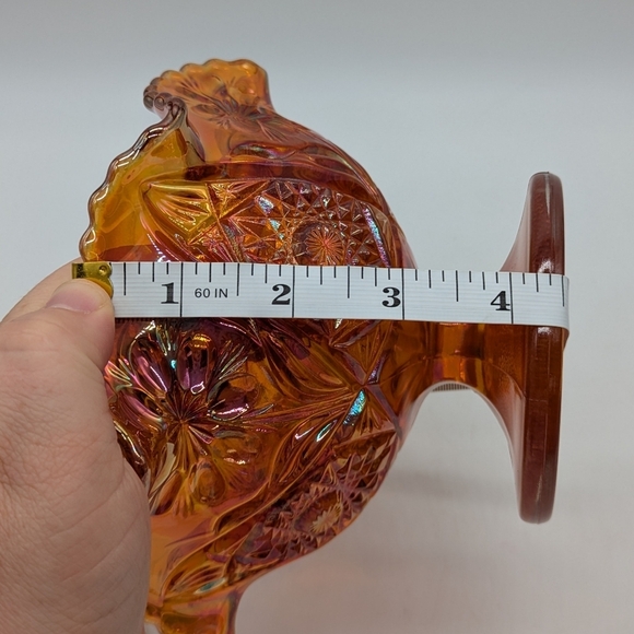 Vintage Carnival Glass Marigold Iridescent Footed Compote Fruit Bowl Dish - Picture 9 of 9